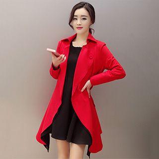 Asymmetric-hem Trench Coat