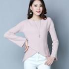 Long-sleeve Slit-hem Top