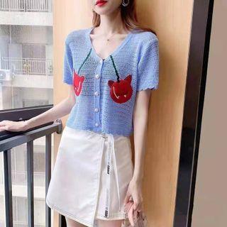 Short-sleeve Cherry Cardigan