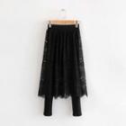 Leggings Inset Midi Lace Skirt Black - One Size