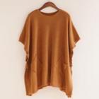Button-side Batwing-sleeve Sweater