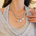 Smiley Pendant Layered Alloy Necklace
