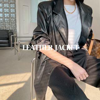Tailored Faux-leather Blazer