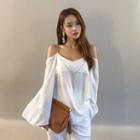 Off-shoulder Chained Crepe Blouse