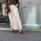 Dot Print Crinkled Long Skirt Ivory - One Size