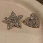 Star Rhinestone Asymmetrical Earring 1 Pair - Gold - One Size