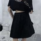 Belted Waist Side Pocket A-line Skirt