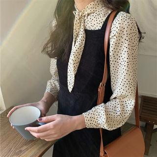 Tie-neck Polka-dot Shirt Ivory - One Size