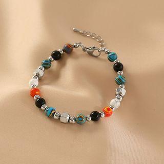 Bead Bracelet White & Tangerine & Black - One Size