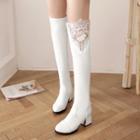 Chunky-heel Lace-trim Over-the-knee Boots