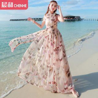 Butterfly Print Chiffon Sundress