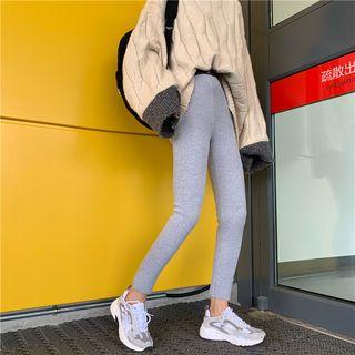 Cropped Leopard Print Panel Fleece-lined Leggings