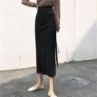 Side-slit Midi Pencil Skirt Black - One Size