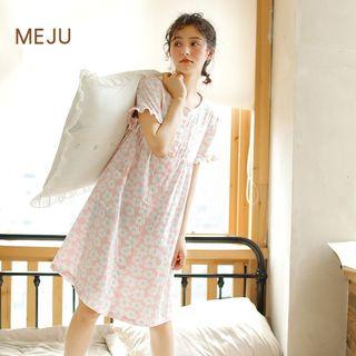 Floral Print Short-sleeve Sleep Dress