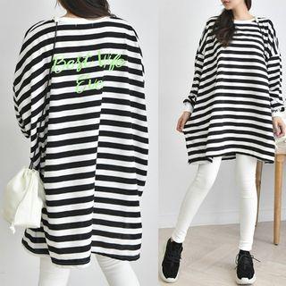 Letter Print Stripe Loose-fit Top