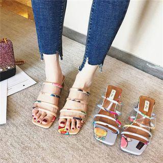 Transparent Strap Chunky Heel Slide Sandals