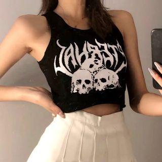 Gothic Print Cropped Tank Top