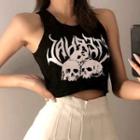 Gothic Print Cropped Tank Top