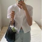 Short-sleeve Irregular V-neck Blouse