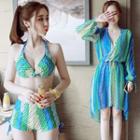 Set: Floral Bikini + Light Jacket