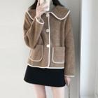 Contrast Trim Buttoned Wool Jacket