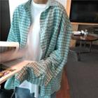 Plaid Oversize Shirt / Lace Open Front Jacket