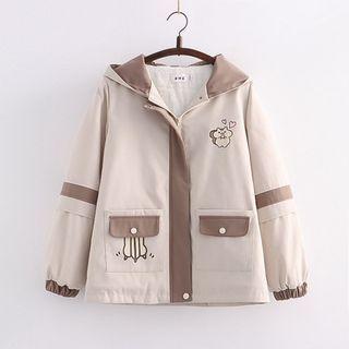 Hamster Print Fleece Lined Hooded Jacket