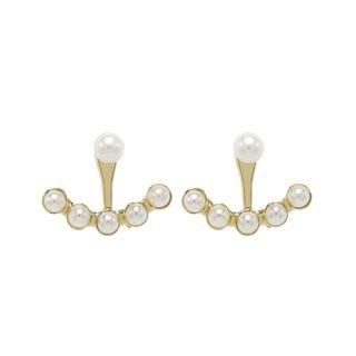 Faux Pearl Ear Jacket 1 Pair - 925 Silver - Ear Studs - One Size