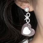 Heart Resin Faux Pearl Dangle Earring 2201a - 1 Pair - Earring - Pink & White - One Size