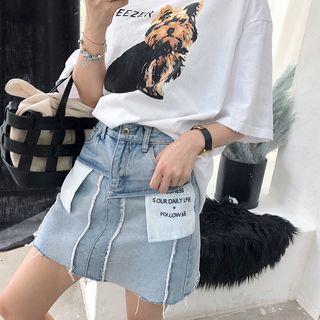 Patch-work Denim Skirt