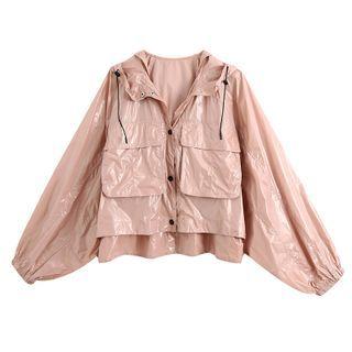 Hooded Button-up Cropped Jacket