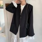 Single-breasted Blazer / Long-sleeve Midi Dress