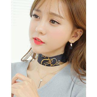Scarf-choker Layered Metal-bar Pendant Necklace