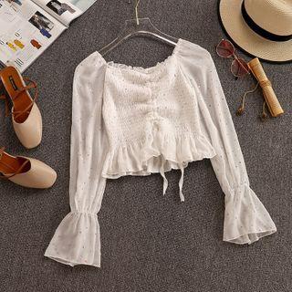 Rhinestone Drawstring Blouse