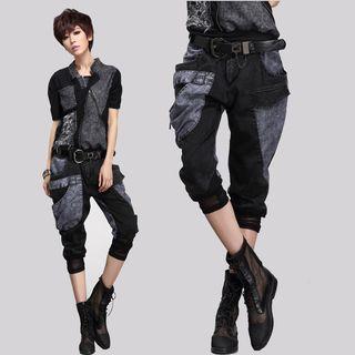 Cargo Pocket Cropped Baggy Jeans