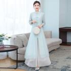 Traditional Chinese 3/4-sleeve Dress / Wide-leg Pants / Set