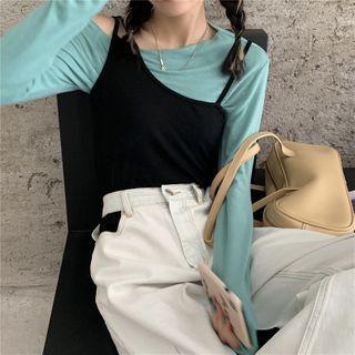 Long-sleeve T-shirt / Asymmetrical Camisole Top
