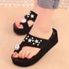 Jeweled Platform Flip-flops