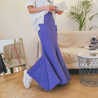 Fray-hem Maxi Mermaid Skirt