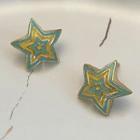Star Stud Earring 1 Pair - Stud Earring - Silver Needle - Star - Aqua Blue - One Size