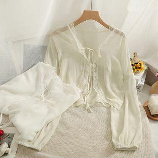 Lace-trim Chiffon Cape