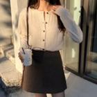 Cable-knit Cardigan / Mini A-line Skirt