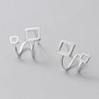 Square Stud Earring 1 Pair - Silver - One Size