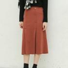Button Detail Midi Skirt