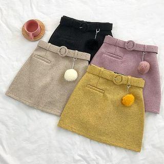 Pom Pom Accent Mini A-line Skirt