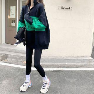 Half-zipper Loose-fit Printed Sweater