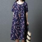 Printed Short-sleeve Crew-neck Dress