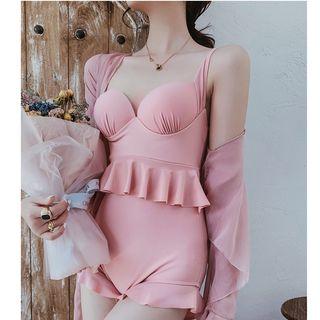 Set: Tankini Top + Bottom + Cover-up Top