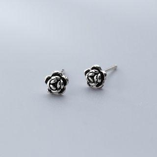Rose Sterling Silver Earring 1 Pair - Earrings - S925 Silver - Silver - One Size