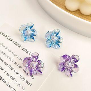 Flower Resin Faux Pearl Earring